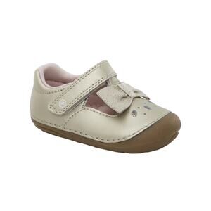 Stride Rite Janna MaryJane Dress Shoes Gold Glitter Bow Dress Flats Toddler 6
